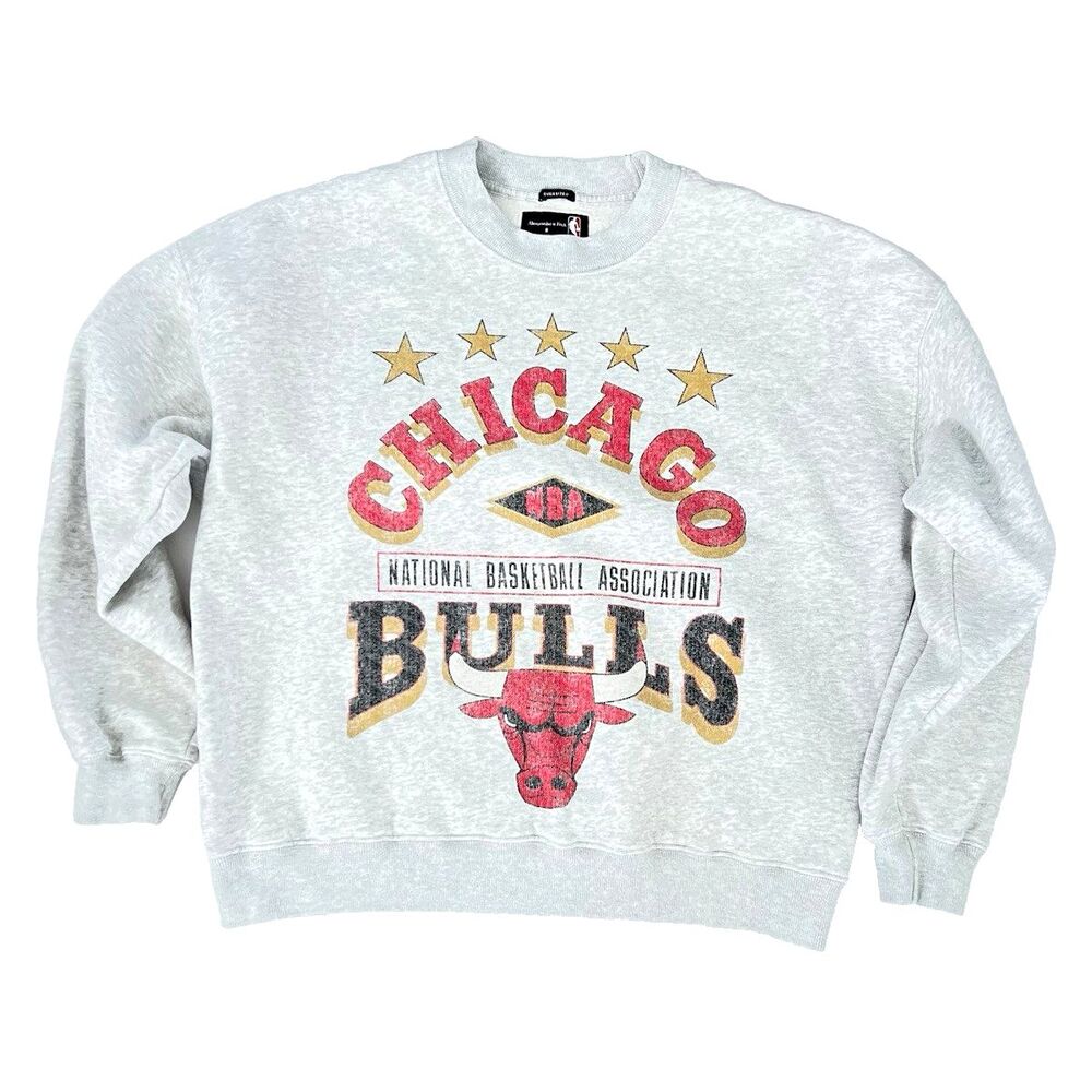 Abercrombie Fitch Chicago Bulls NBA Oversized Sweatshirt S Gray Soft Fleece Crew